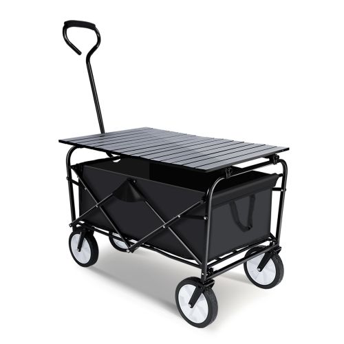Heavy Duty Portable Folding Wagon and Collapsible Aluminum Alloy Table Combo Utility Outdoor Camping Cart with Universal Anti-slip Wheels & Adjustable Heavy Duty Portable Folding Wagon and Collapsible Aluminum Alloy Table Combo Utility Outdoor Camping Cart with Universal Anti-slip Wheels & Adjustable