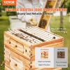 VEVOR Bee Hive 30 Frame Bee Hives Starter Kit, Beeswax Coated Cedar Wood, 2 Deep + 1 Medium Bee Boxes Langstroth Beehive Kit, Transparent Acrylic Wind